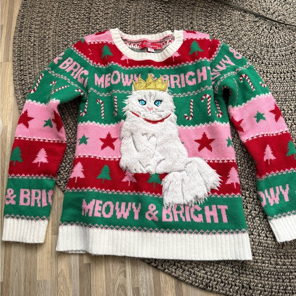 Girls size xl 33 degrees ugly sweater grey 1